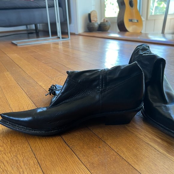 Tall Italian Leather Pointy Boots Woman Size40 Italy  (US 10) Narrow - Picture 9 of 11